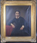 19TH CENTURY OIL ON CANVAS PORTRAIT OF A YOUNG WOMAN