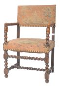 18TH CENTURY OAK BARLEY TWIST ARMCHAIR