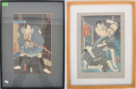 TWO JAPANESE FRAMED WOODBLOCK PRINTS