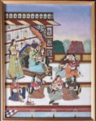 PERSIAN MARBLE PANEL DEPICTING TRADITIONAL SCENE