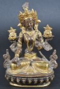 CHINESE TIBETAN BRONZE FIGURE OF GREEN TARA