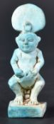 EGYPTIAN BLUE FAIENCE BES FIGURINE