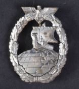 WWII SECOND WORLD WAR GERMAN KRIEGSMARINE AUXILIARY CRUISER BADGE