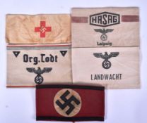 COLLECTION OF SECOND WORLD WAR THIRD REICH ARM BANDS