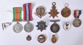 FIRST & SECOND WORLD WAR MEDAL GROUP WITH BADGES