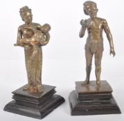 PAIR OF BURMESE BRONZE FIGURINES BY MAUNG HPO HLA