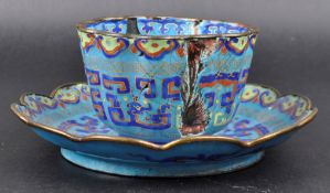 19TH CENTURY CHINESE CLOISONNE TEACUP & SAUCER