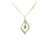 VINTAGE 18CT GOLD JADE & DIAMOND PENDANT NECKLACE