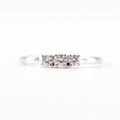 HALLMARKED 9CT WHITE GOLD & CZ THREE STONE RING