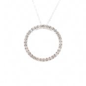18CT WHITE GOLD & DIAMOND PENDANT NECKLACE