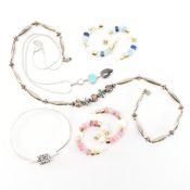 COLLECTION OF SILVER & WHITE METAL JEWELLERY