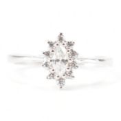 HALLMARKED 9CT WHITE GOLD CZ HALO RING