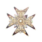 VICTORIAN TORTOISE SHELL & TURQUOISE BROOCH