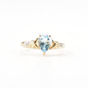 HALLMARKED 9CT GOLD TOPAZ & DIAMOND RING