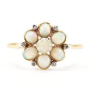 VINTAGE GOLD OPAL & DIAMOND CLUSTER RING