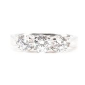 HALLMARKED 9CT WHITE GOLD & CZ THREE STONE RING