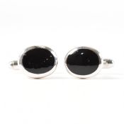 PAIR OF 925 SILVER & AGATE CUFFLINKS