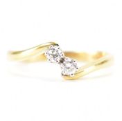 HALLMARKED 18CT GOLD & DIAMOND CROSSOVER RING