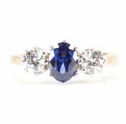 HALLMARKED 9CT GOLD TANZANITE & CZ RING