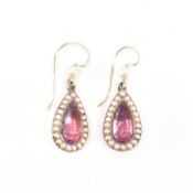 PAIR OF ANTIQUE GOLD FOIL BACK CRYSTAL DROP EARRINGS