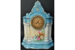PORCELAIN 8 DAY STAFFORDSHIRE MANTEL CLOCK