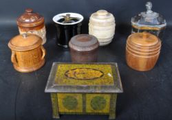 COLLECTION OF VINTAGE TOBACCO JARS - TREEN - BAKELITE - MARBLE