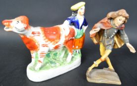 VICTORIAN 19TH CENUTY STAFFORDSHIRE COW FIGURINE