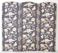 WILLIAM MORRIS STYLE FABRIC THREE FOLD DISCRETION SCREEN