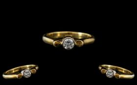 18ct Gold - Excellent Quality Single Stone Pave Set Diamond Ring. Marked 18ct to Interior of Shank.