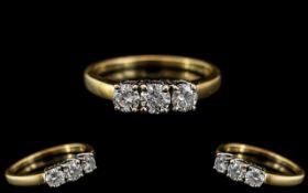 Ladies - 18ct White Gold Attractive and Superior 3 Stone Diamond Set Dress Ring.