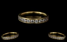 18ct Yellow Gold - Superb Quality Diamond Set Half-Eternity Ring.