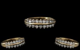 Ladies Attractive 9ct Gold Channel Set Diamond Set Ring. Full Hallmark for 9.375 to Interior of