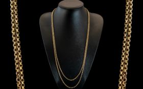 Victorian Period 1837 - 1901 9ct Gold Muff Chain ' Belcher ' Design. Marked 9ct.