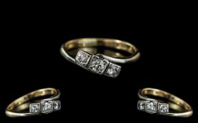18ct Gold Attractive 3 Stone Diamond Ring. Marked 18ct Gold to Interior of Shank.