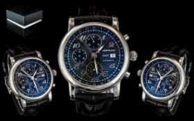 Mont-Blanc Meisterstuck GMT 25 Jewel Stainless Steel Automatic Chronograph ( Star ) Wrist Watch.