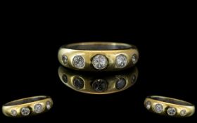 18ct Gold Attractive and Quality Five Stone Diamond Pave Set Ring, the five pave set,