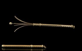 A Fine Quality 9ct Gold Propelling Cocktail Swizzle Stick, In Pristine Condition.