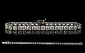 Ladies - Superior Quality 14ct White Gold Diamond Set Tennis Bracelet, Full Hallmark.