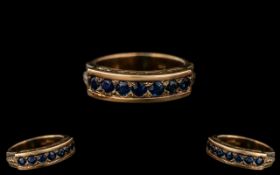 14ct Gold - Attractive Seven Stone Sapph