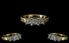 18ct Gold - Attractive Princess Cut Diam