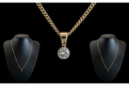 Ladies - Attractive 9ct Gold Single Diam