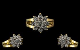 18ct Yellow Gold - Attractive Diamond Se