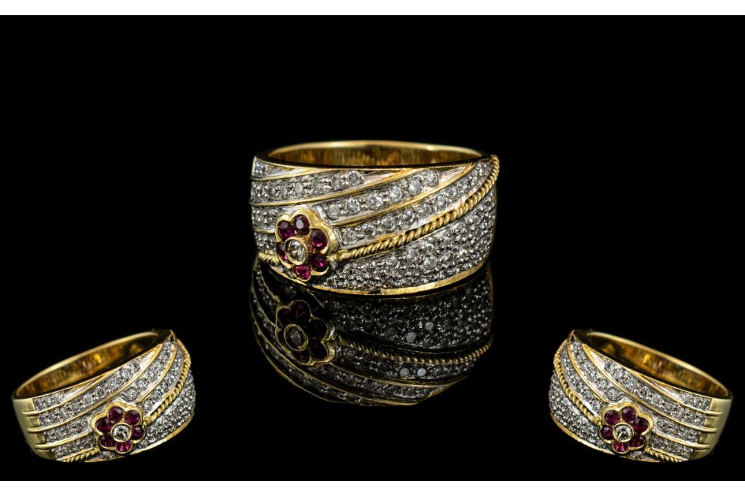 18ct Gold Stunning Ladies Diamond & Ruby