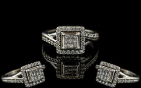 Ladies - Attractive 9ct White Gold Diamo