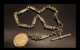 Antique Period 9ct Albert Chain with T-B