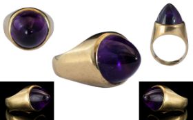 9ct Gold Ring Set with a Rare Carved Bra