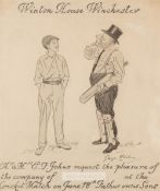 George Belcher RA (British, 1875-1947) original artwork for the invitation to Fathers versus Sons