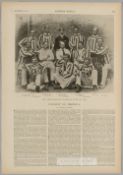 Extract from an 1891 Harper's Weekly magazine featuring a full page illustrated article on Cricket