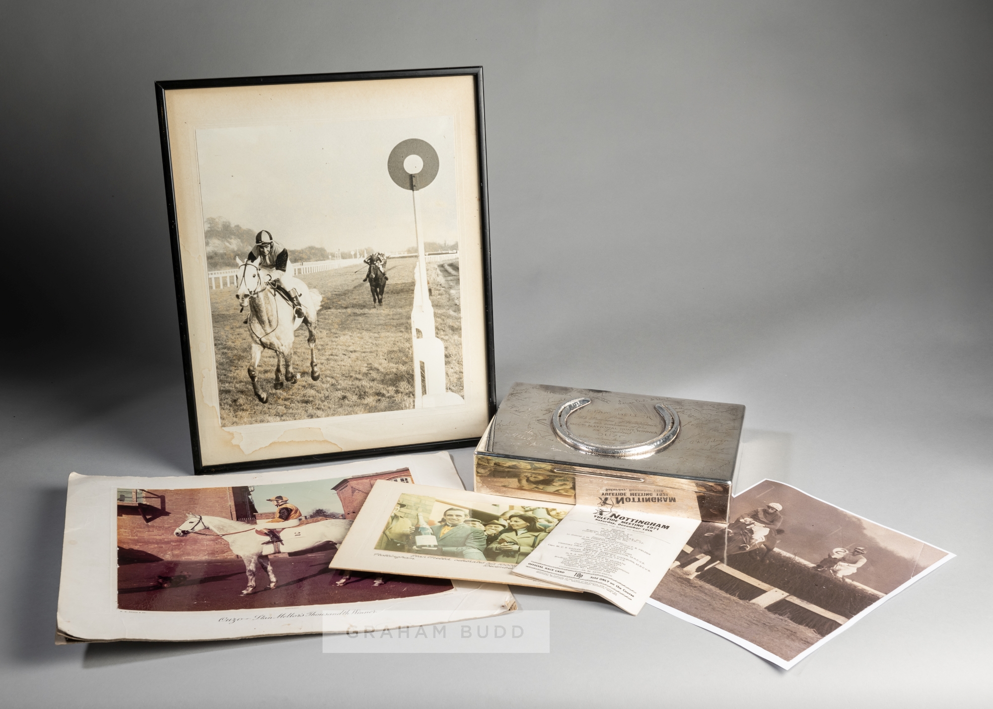 A silver cigarette box presented by the patrons of Harry Thomson Jones' Woodland Stables ( - Image 2 of 2