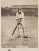 Signed W G Grace photogravure portrait after the famous painting by Archibald Stuart Wortley